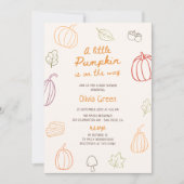 Little Pumpkin Herfst Schattige Doodle Baby shower Kaart (Voorkant)