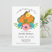 Little Pumpkin Herfst Theme Baby Shower Invitation Kaart (Staand voorkant)