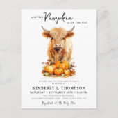 Little Pumpkin Highland Koe Baby shower Invitation Briefkaart (Voorkant)