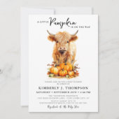 Little Pumpkin Highland Koe herfst Baby shower Kaart (Voorkant)