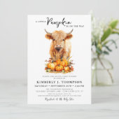 Little Pumpkin Highland Koe herfst Baby shower Kaart (Staand voorkant)