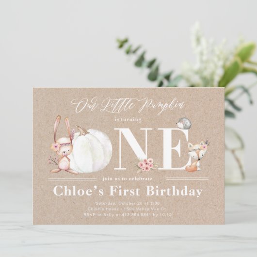 Little Pumpkin is een verjaardagsuitnodiging voor Kaart (Staand voorkant)