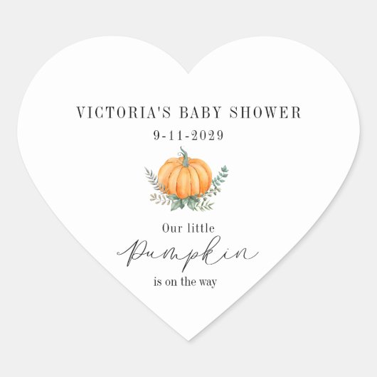 Little Pumpkin is on the way Baby Shower Hart Sticker (Voorkant)