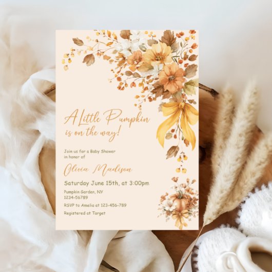 Little Pumpkin Is On The Way Baby Shower Kaart