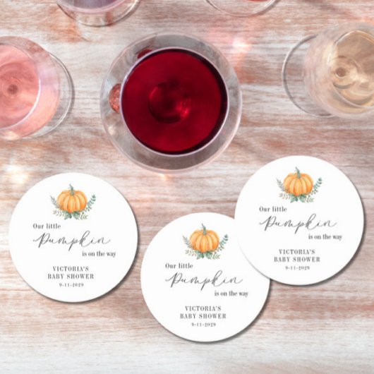Little Pumpkin is on the way Baby Shower  Ronde Kartonnen Onderzetter