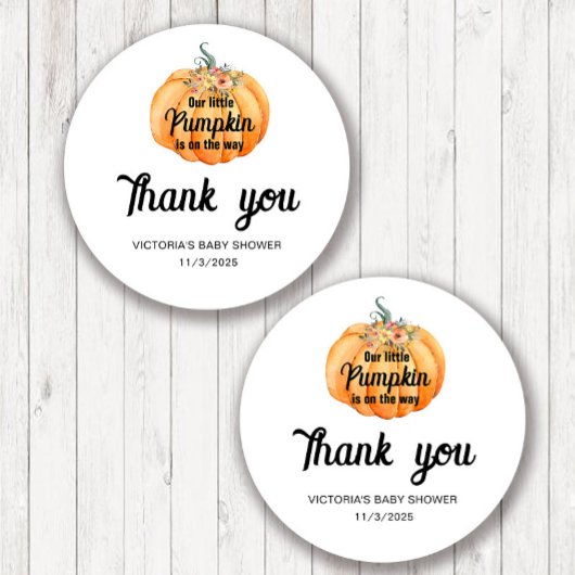 Little Pumpkin is on the way Baby Shower  Ronde Sticker
