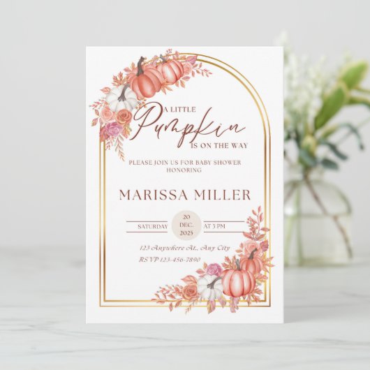 Little Pumpkin Is On the Way Invitation  Kaart (Staand voorkant)