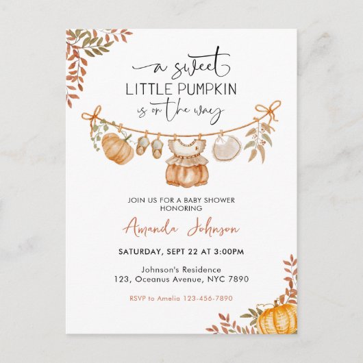 Little Pumpkin is onderweg Herfst Baby shower Briefkaart (Voorkant)