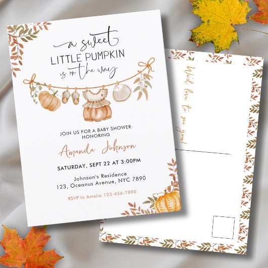 Little Pumpkin is onderweg Herfst Baby shower Briefkaart