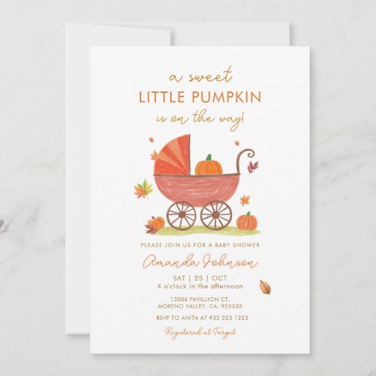 Little Pumpkin is op de weg Baby shower Kaart (Voorkant)