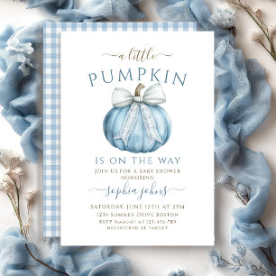 Little Pumpkin is op de weg Blue Bow baby shower Kaart