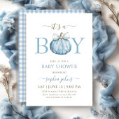 Little Pumpkin is op de weg Blue Bow baby shower Kaart