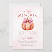 Little Pumpkin is op de weg Pink Bow baby shower Kaart (Voorkant)