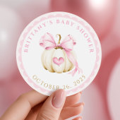 Little Pumpkin is op de weg roze Baby shower Ronde Sticker