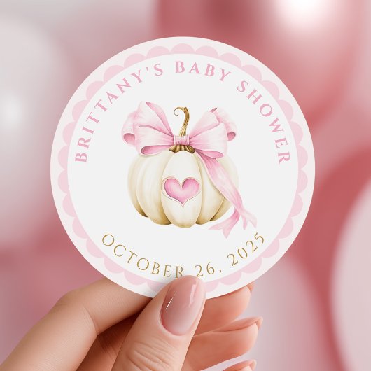 Little Pumpkin is op de weg roze Baby shower Ronde Sticker