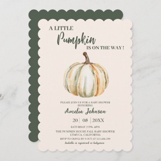 Little Pumpkin is op weg naar Herfst Baby shower Kaart (Voorkant / Achterkant)