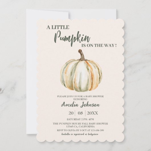 Little Pumpkin is op weg naar Herfst Baby shower Kaart (Voorkant)