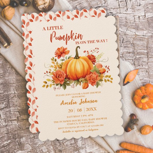 Little Pumpkin is op weg naar Herfst Baby shower Kaart