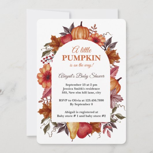 Little Pumpkin is op weg naar het baby shower Kaart (Voorkant)