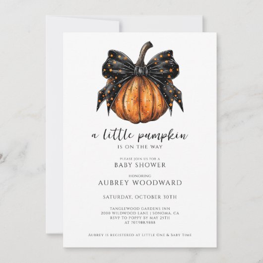 Little Pumpkin is op weg naar het Baby shower van  Kaart (Voorkant)