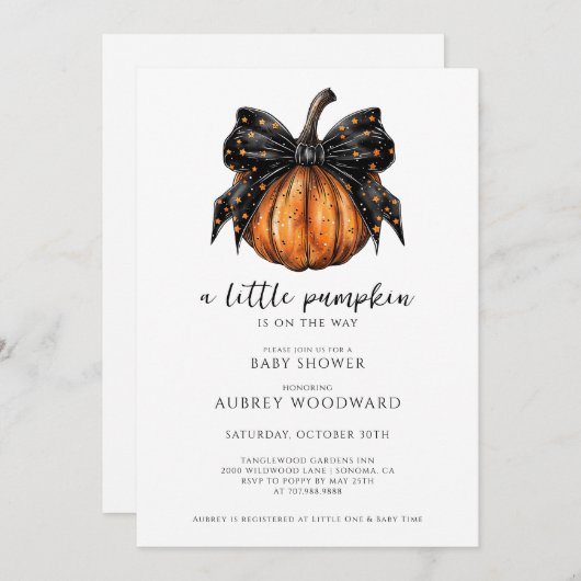 Little Pumpkin is op weg naar het Baby shower van  Kaart (Voorkant / Achterkant)