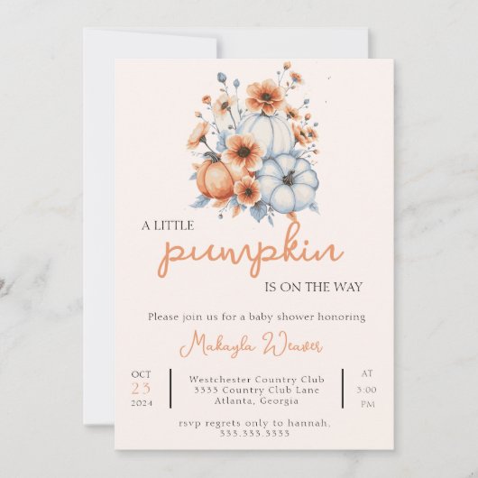 Little Pumpkin is op weg naar het moderne Baby sho Kaart (Voorkant)