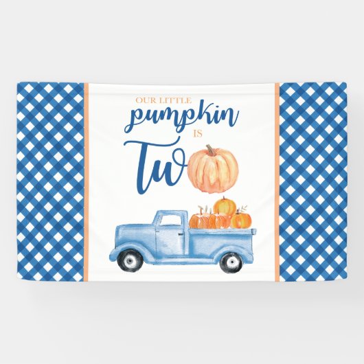 Little Pumpkin is TWEE blauwe vrachtwagen van de t Spandoek (Horizontaal)