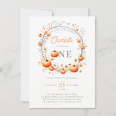 Little Pumpkin Krans Lijst Girly 1e verjaardag Kaart (Voorkant)