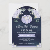 Little Pumpkin Lavender Roos Arch Navy Baby shower Kaart (Voorkant)