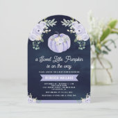 Little Pumpkin Lavender Roos Arch Navy Baby shower Kaart (Staand voorkant)