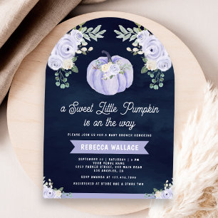 Little Pumpkin Lavender Roos Arch Navy Baby shower Kaart