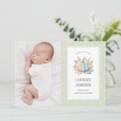 Little Pumpkin Light Sage Green 2 Foto Geboorte Aankondiging (Staand voorkant)