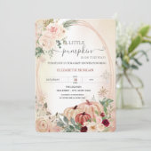 Little Pumpkin Lijst Boho Flowers Baby shower Kaart (Staand voorkant)