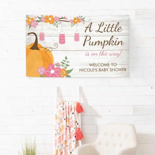 Little Pumpkin Mason Jars Herfst Girl Baby shower Spandoek (Insitu)