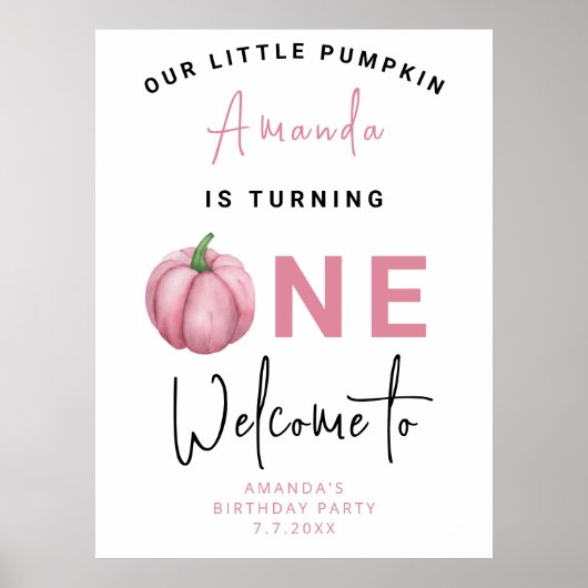Little Pumpkin meisje eerste verjaardag partij Poster (Voorkant)