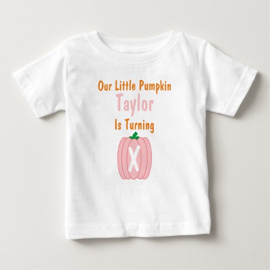 Little Pumpkin Meisje Verjaardag Baby T-shirt (Voorkant)