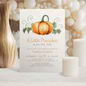 Little Pumpkin Minimalist Baby shower Invitation Kaart