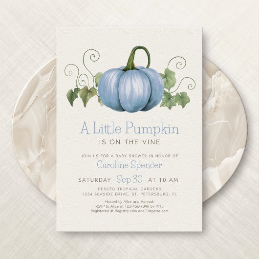 Little Pumpkin Minimalist Boy Baby shower Kaart