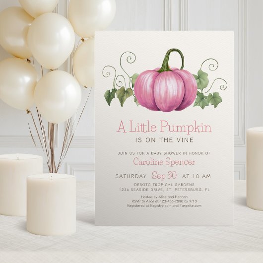 Little Pumpkin Minimalist Girl Baby shower Kaart