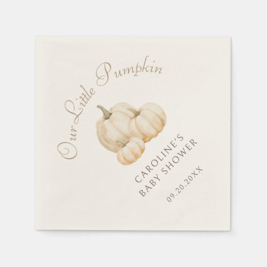 Little Pumpkin Minimalist Herfst Baby shower Servet (Voorkant)