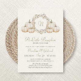 Little Pumpkin Minimalist Monogram Baby shower Kaart