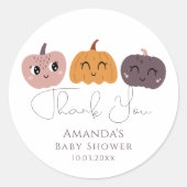 Little Pumpkin Modern Baby shower Ronde Sticker (Voorkant)