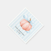 Little Pumpkin Modern Blue Bow Boy Baby shower Servet (Hoek)