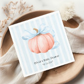 Little Pumpkin Modern Blue Bow Boy Baby shower Servet