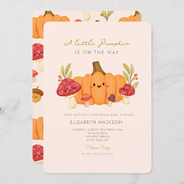 Little Pumpkin Mushroom Baby shower Invitation Kaart
