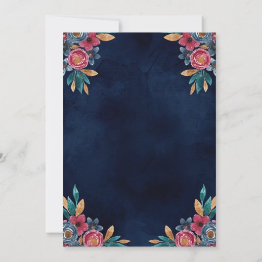 Little Pumpkin Navy Floral Waterverf 1e verjaardag Kaart (Achterkant)