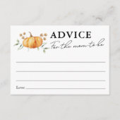 Little Pumpkin Neutral Baby shower advies voor mam Informatiekaartje (Voorkant)