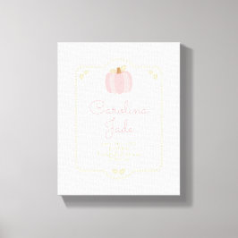 Little Pumpkin Nursery Baby Statistics Wall Art Canvas Afdruk