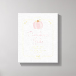 Little Pumpkin Nursery Baby Statistics Wall Art Canvas Afdruk
