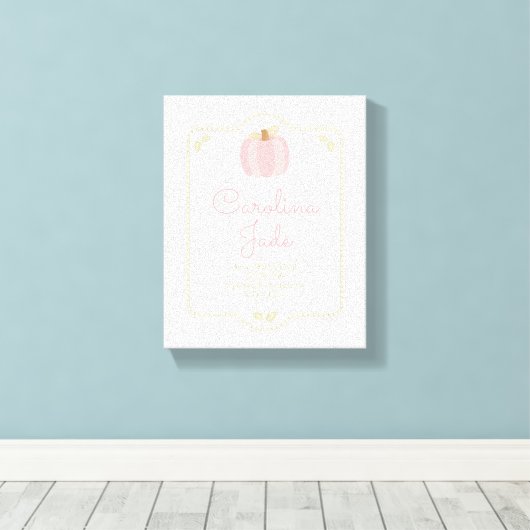 Little Pumpkin Nursery Baby Statistics Wall Art Canvas Afdruk (Insitu (Houten vloer))